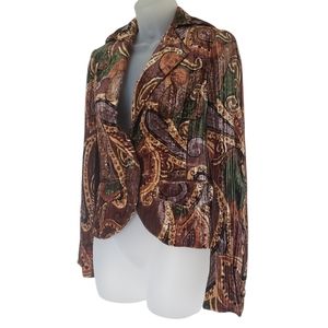Boho Chic Silk Velvet Blazer Button Front Size 6